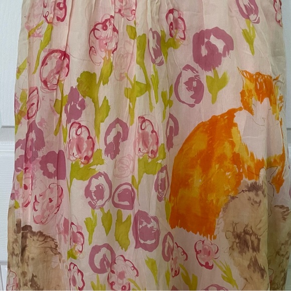Anthropologie Floreat Morning Stroll Cat Dress Fit Flare Floral Smocked Retro 6 - Picture 6 of 16